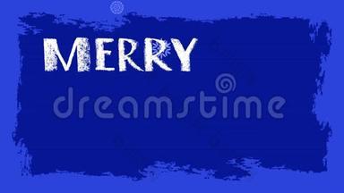圣诞快乐，蓝卡。 雪花字体。 夜间背景。